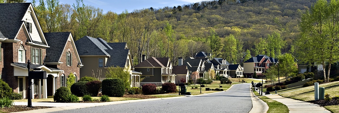 Neighborhood with a line of houses