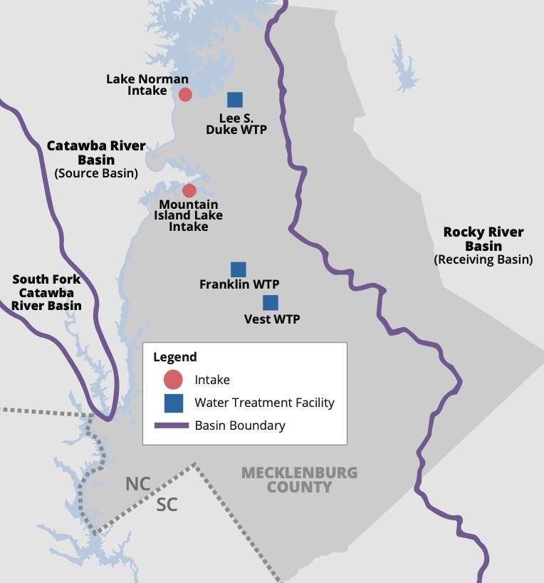 Map of the Charlotte Water Interbasin Transfer