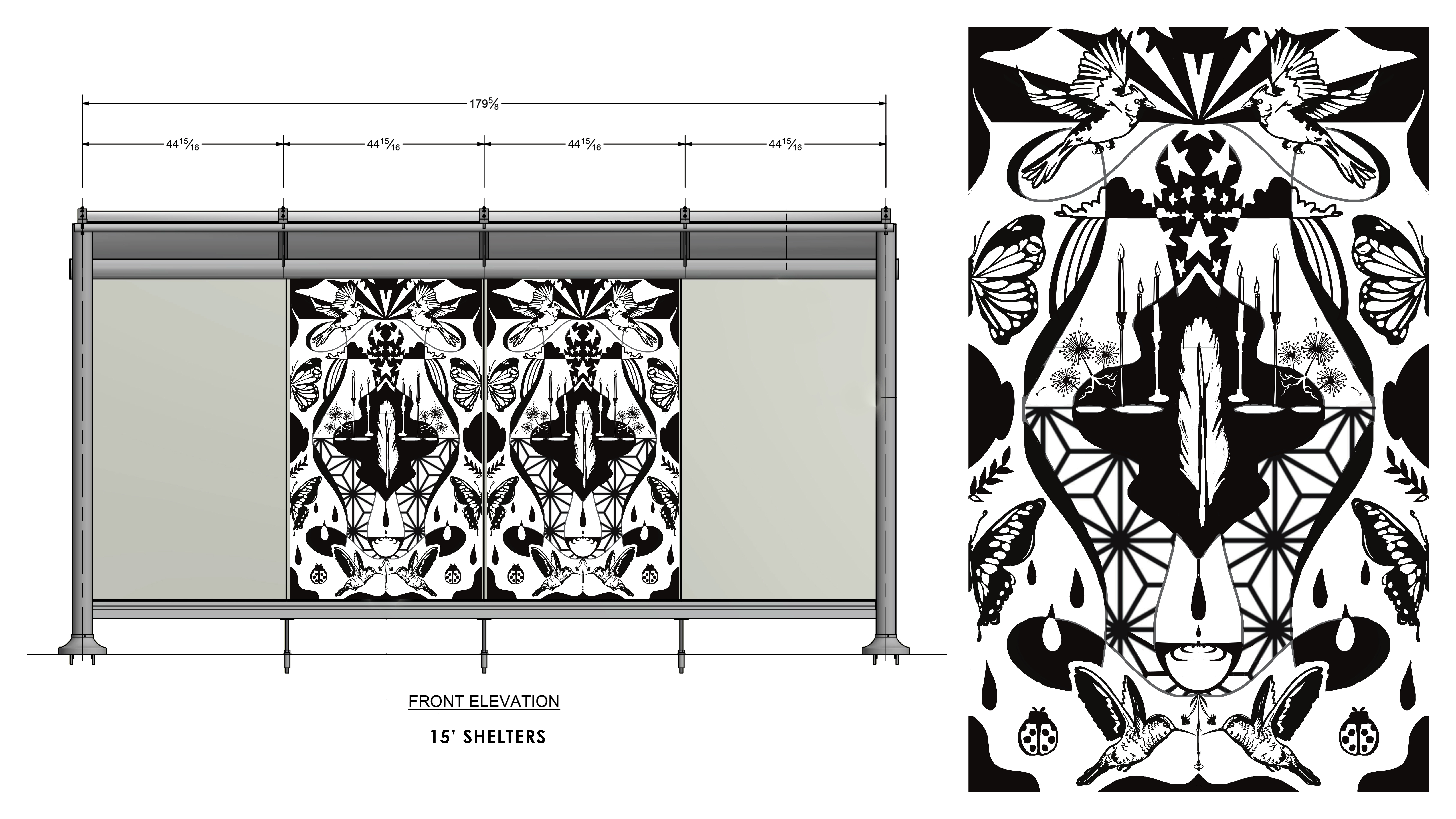 Bus shelter art designed by Bree Stallings