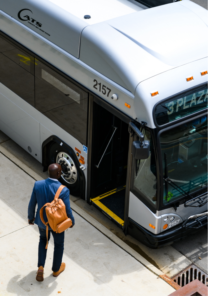 Rider boarding a CATS bus