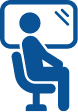 Icon of a person sitting on a seat with a window behind them