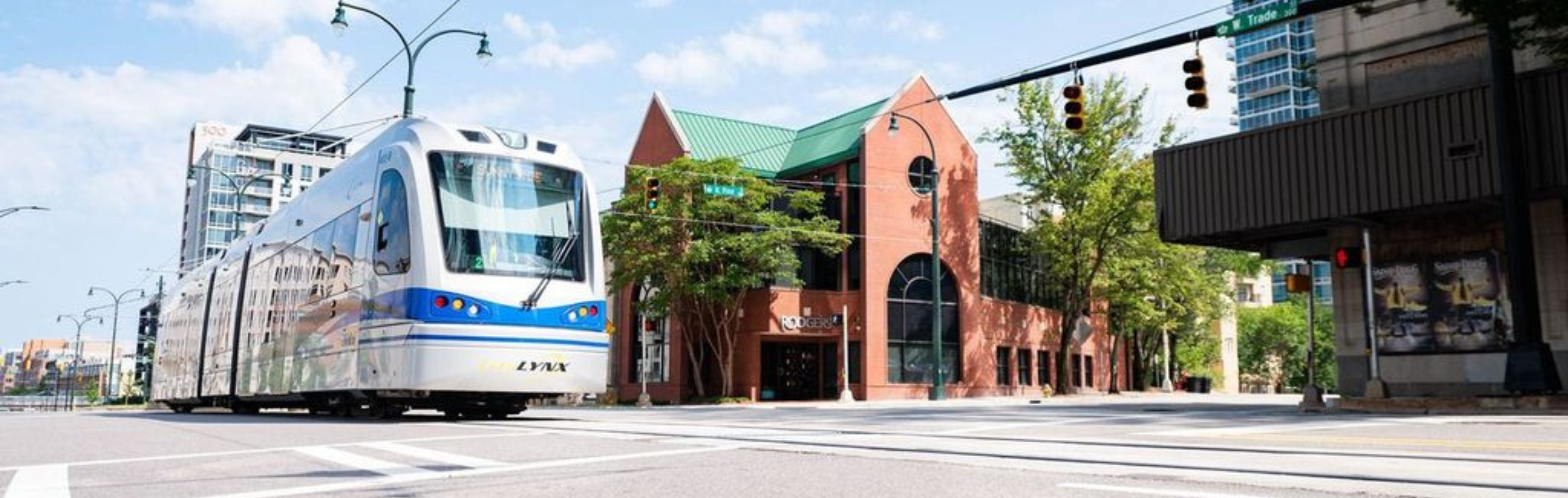 CATS rail moving through uptown Charlotte