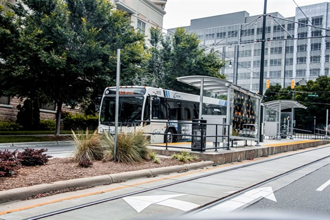 CATS bus serving as a bus bridge at a gold line platform