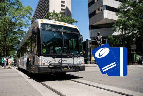 CATS bus on the street and the CATS Pass app logo beside it