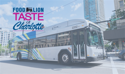 CATS Electric bus and the 2024 Taste of Charlotte logo