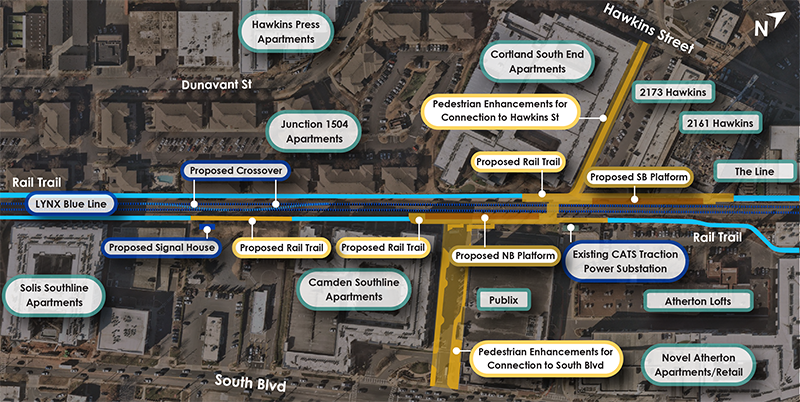 South end blue line map with current and proposed routes with detail description below