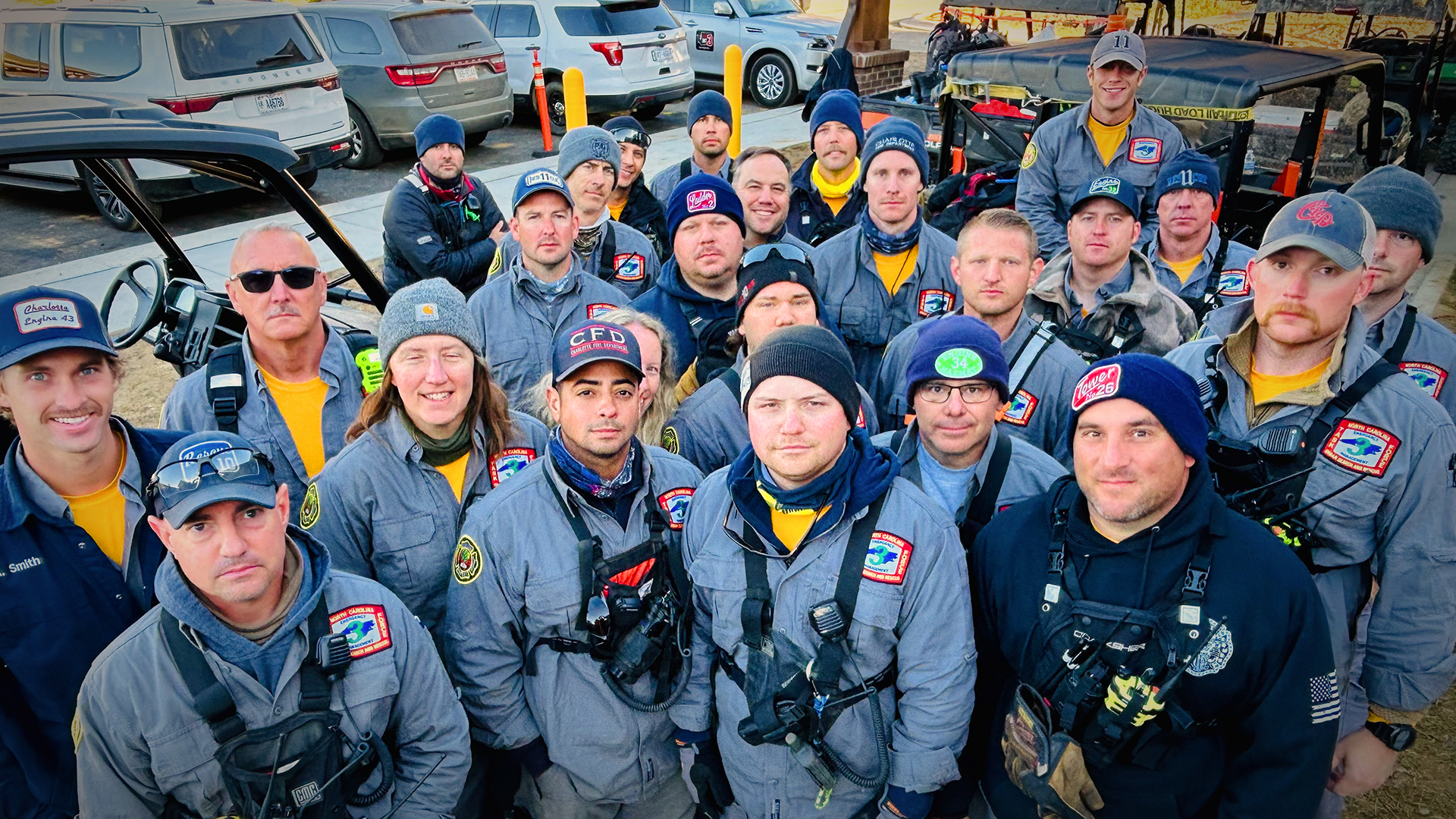 A group of Charlotte Firefighters stand ready and committed, preparing for another mission to assist those impacted by Hurricane Helene.