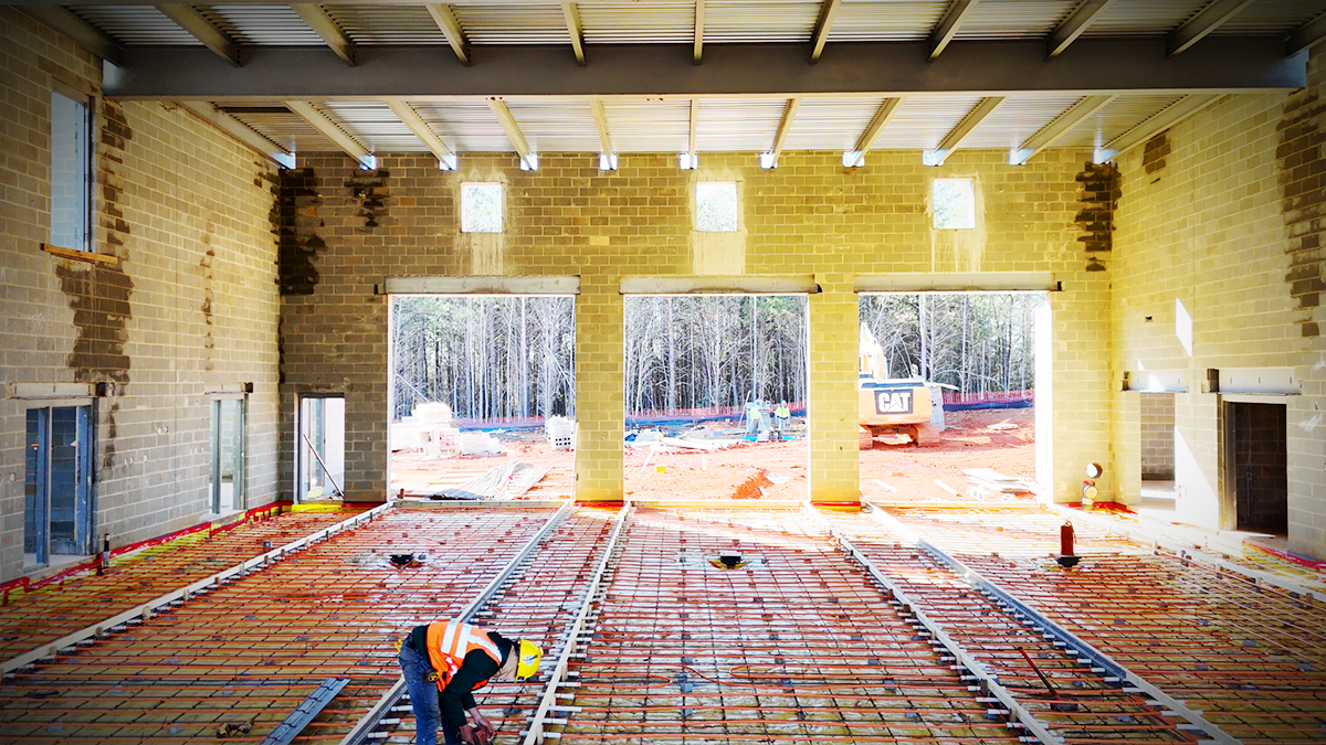 Inside the future fire engine bays of Firehouse 30, where firefighters will gear up for rapid responses. 