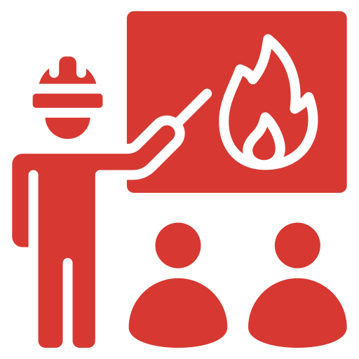 icon person teaching students about fire