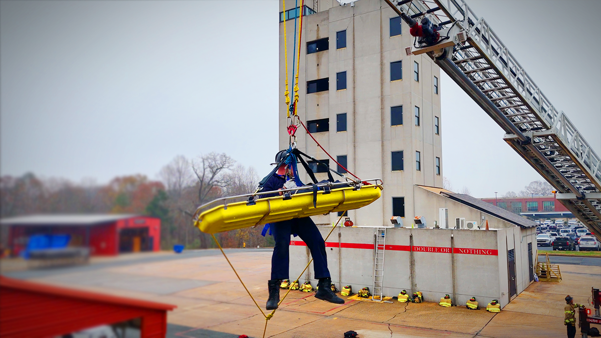 Crews utilize advanced rope rescue techniques, including aerial ladder anchors, to prepare for high-angle and confined space rescues.