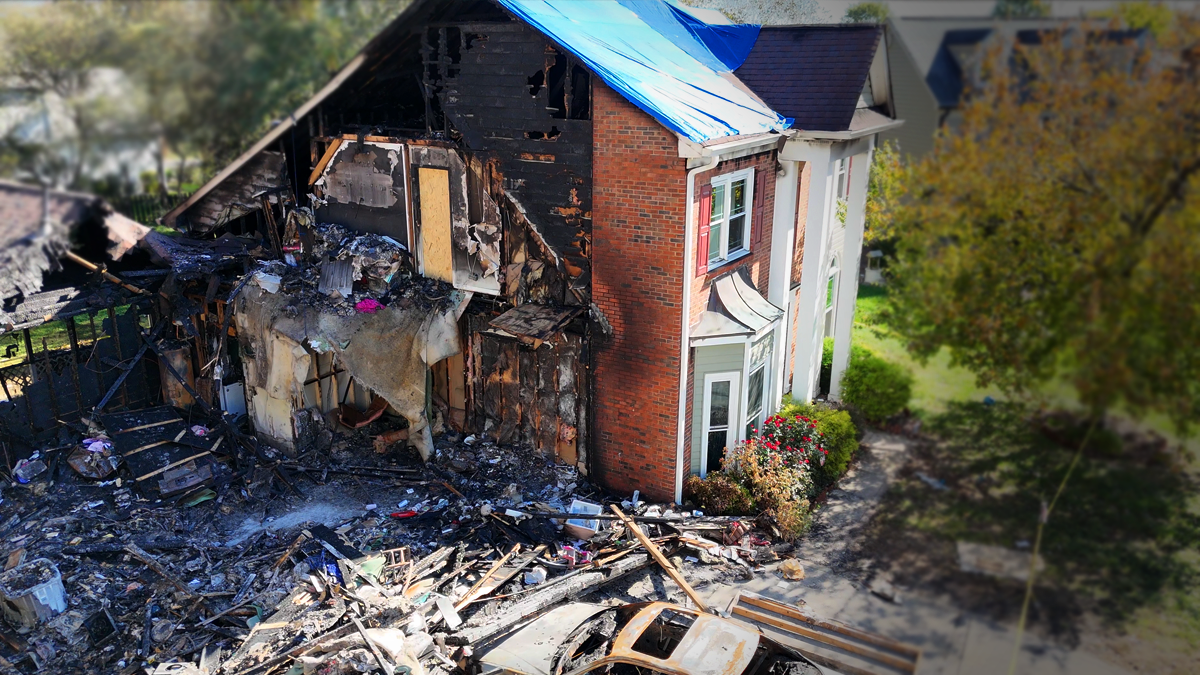 Aftermath of the Ledger Ct. fire: the scene where bravery met adversity. The fire ravaged the home, leaving a path of destruction, but through the efforts of dozens of firefighters, a life was saved amidst the devastation.