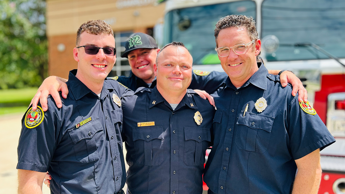 Engine 32 crew pictured left to right: Engineer Kyle Shank, Captain Gary Hensley, Firefighter Nicholas Headley, Firefighter Matthew Foster 