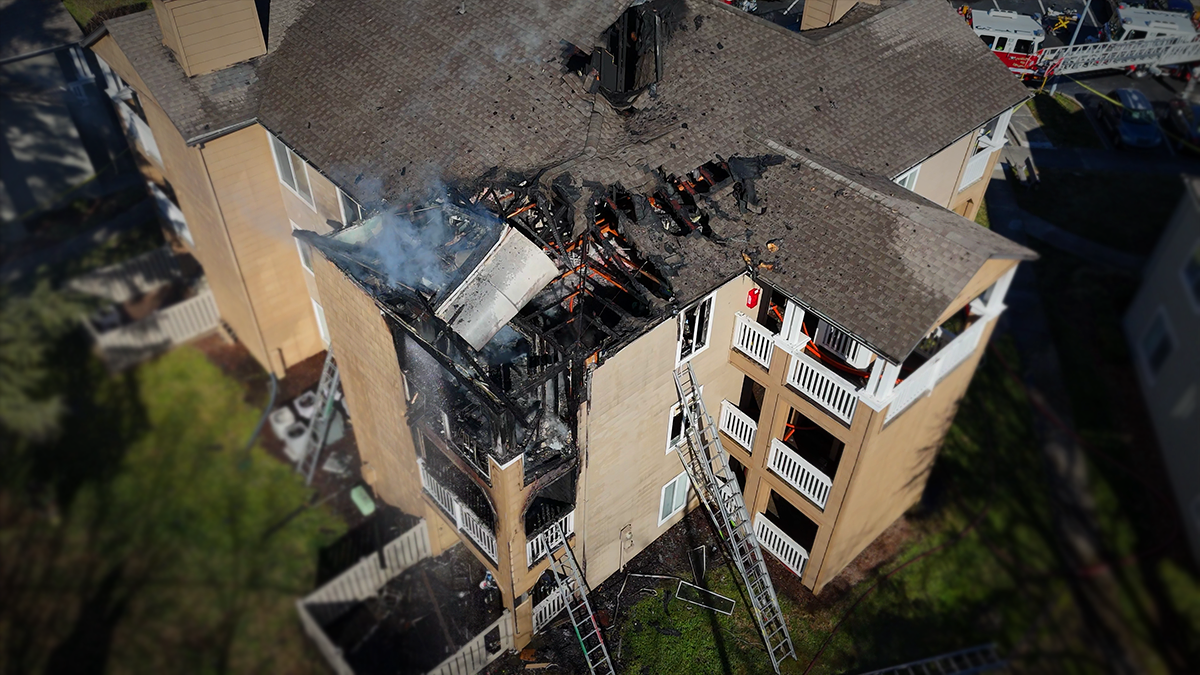 The aftermath of the two-alarm fire at the 8800 block of Park Road. Charlotte Fire investigators determined the fire was caused by an unattended candle.