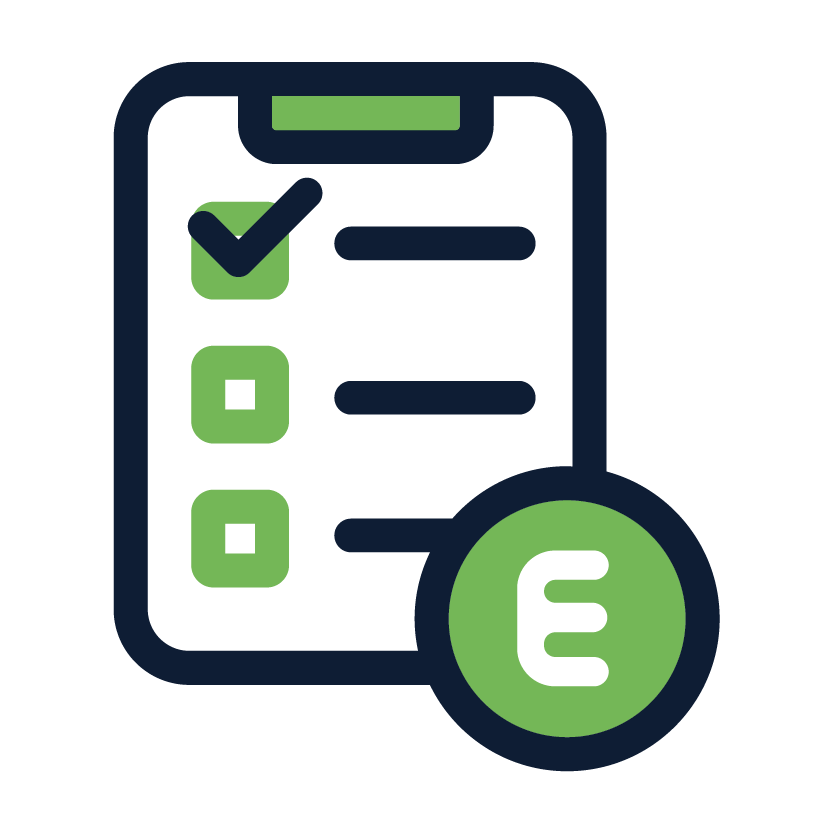 checklist with the letter e