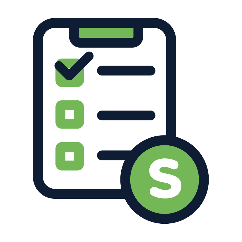 checklist with the letter s