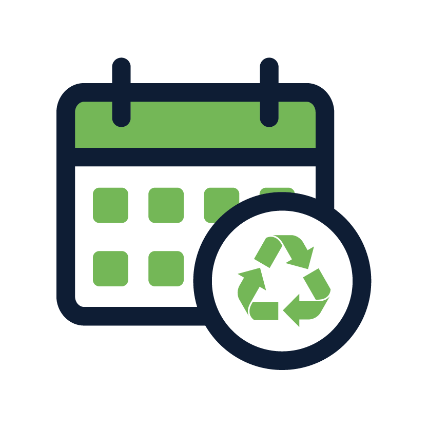 calendar with recycling symbol overlay