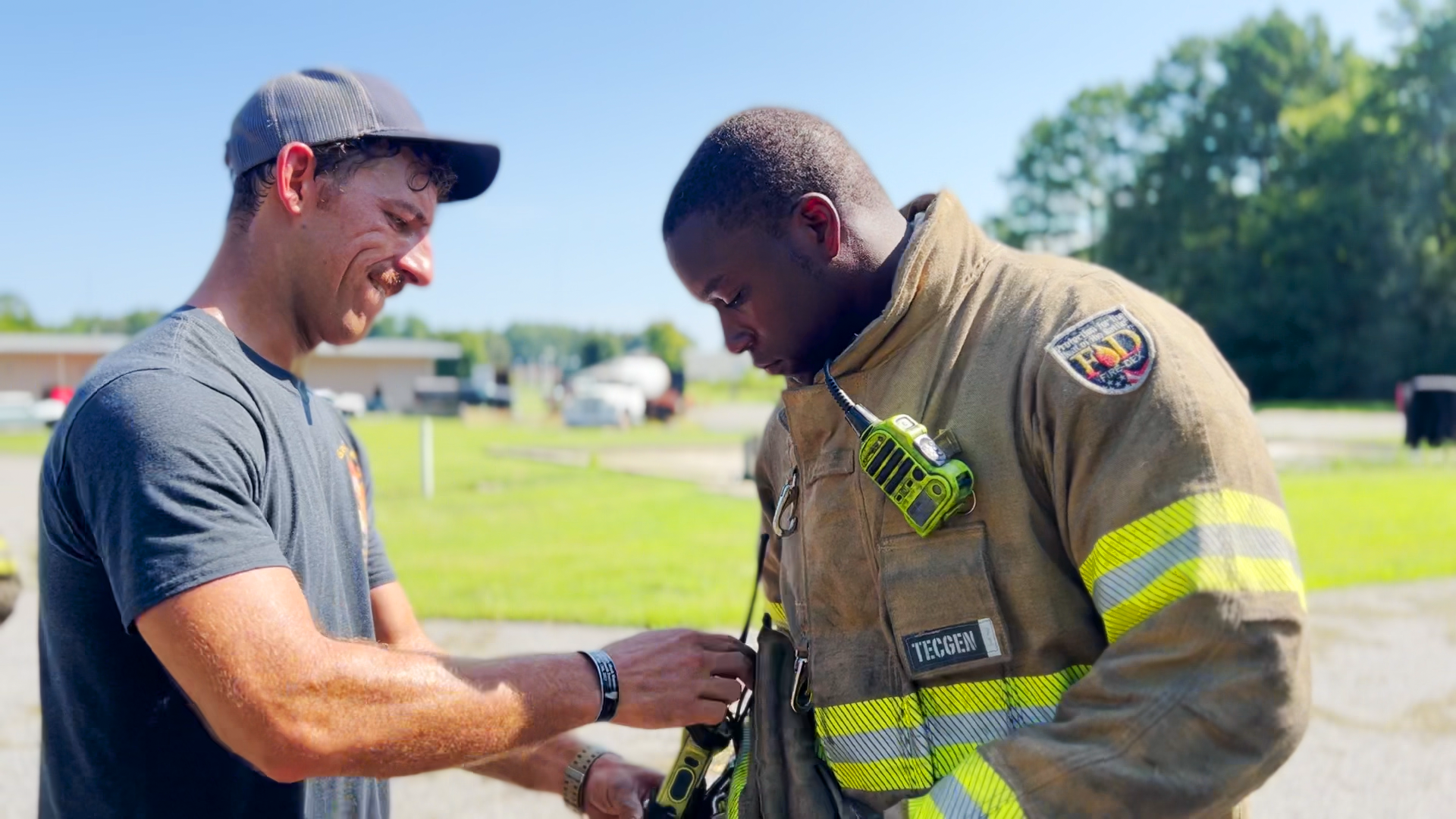 Gerard Singleton and Charlotte Fire Captain Steven Hunter