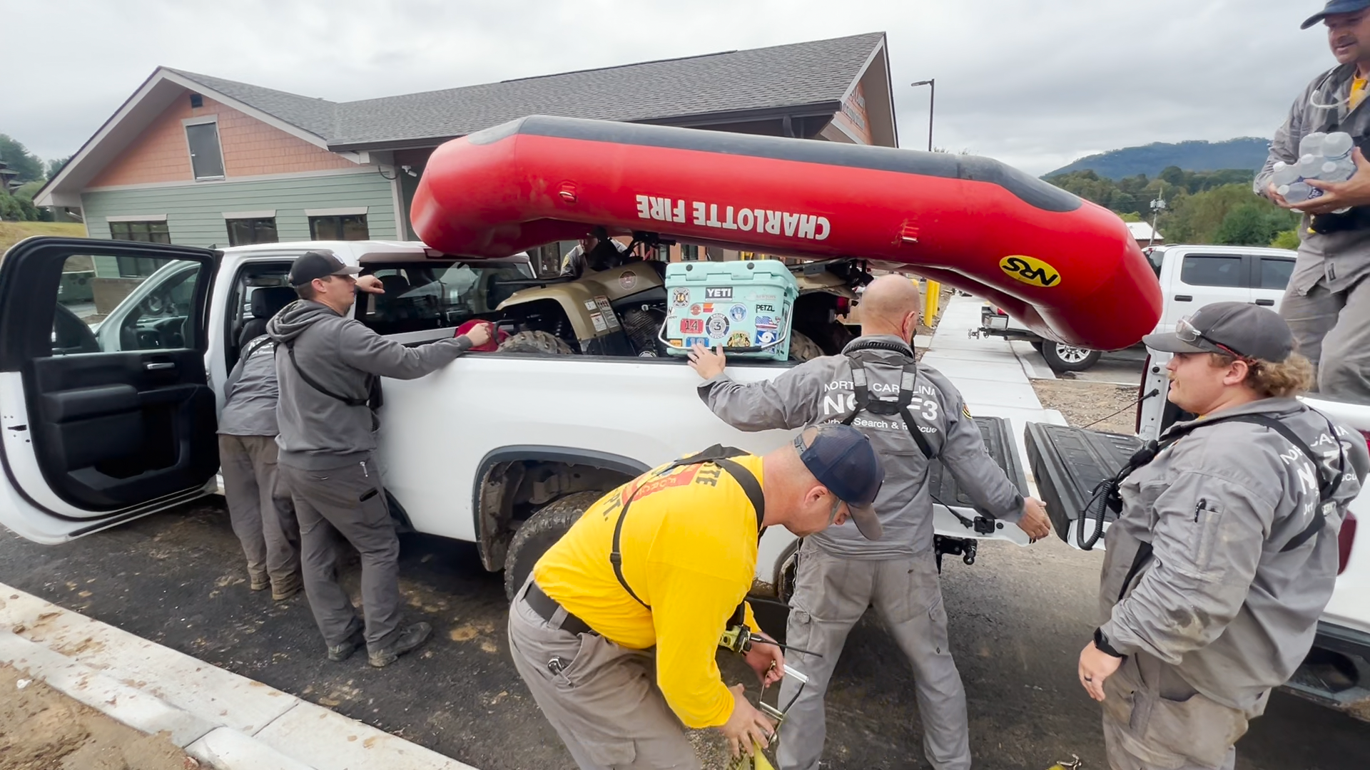 Charlotte Fire's Swift Water Rescue Team secures essential equipment