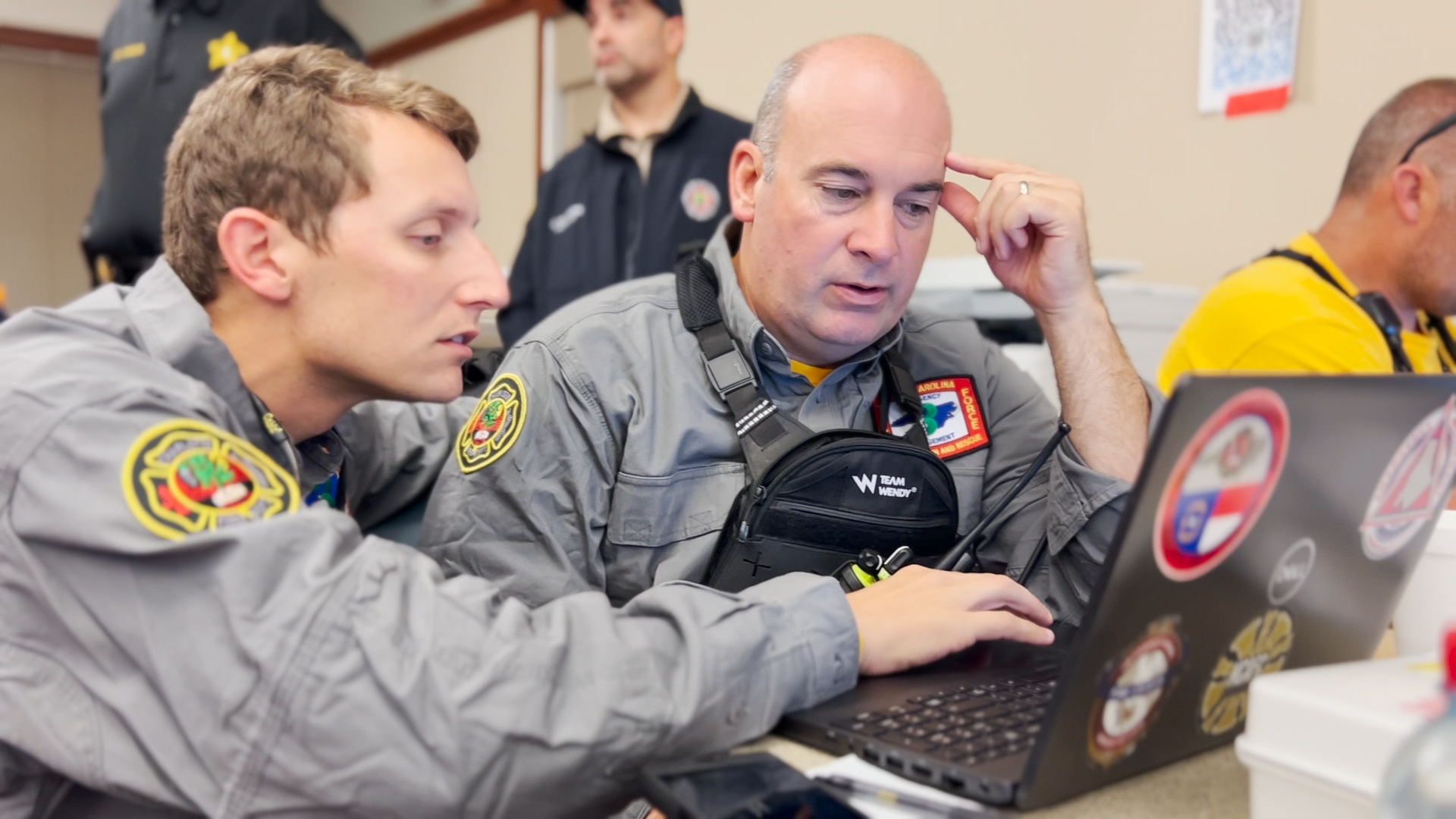 Firefighter Brian Watts and Battalion Chief Jeremy Monteith