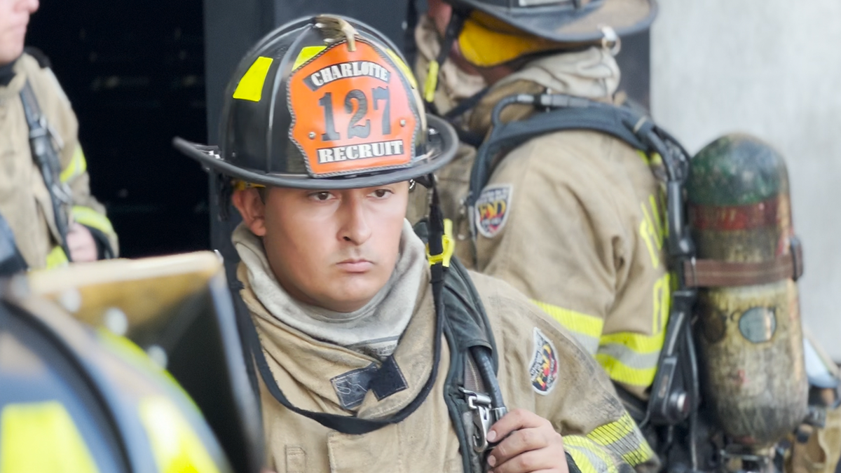 Samayoa-LaForgia looks serious as he trains with his Charlotte Fire recruiting class, 127.