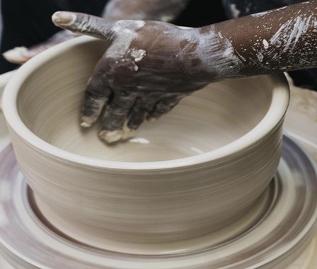 Pottery being crafted at Village Studio and Gallery.