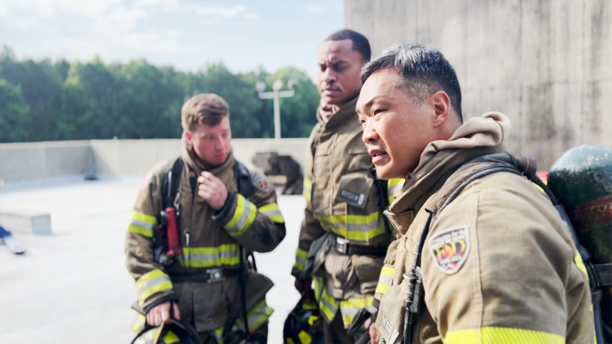 Ham on duty with other Charlotte Fire recruits.